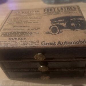 Jewelry Organizer Storage Box with Vintage Newspaper Print